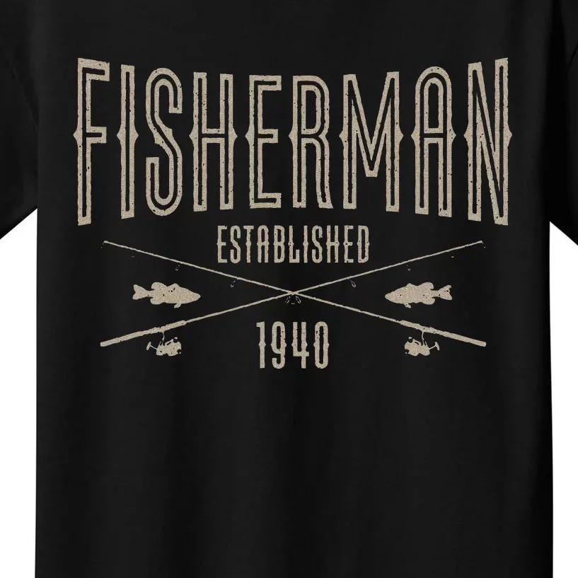 83 Year Old Fisherman Fishing 1940 83rd Birthday Funny Kids T-Shirt