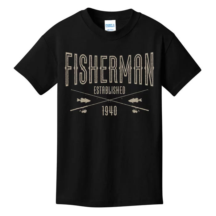 83 Year Old Fisherman Fishing 1940 83rd Birthday Funny Kids T-Shirt