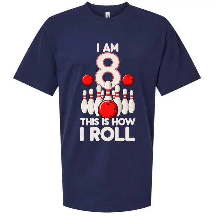 8 Year Old Bowling Party 8th Birthday Is How I Roll Sueded Cloud Jersey T-Shirt