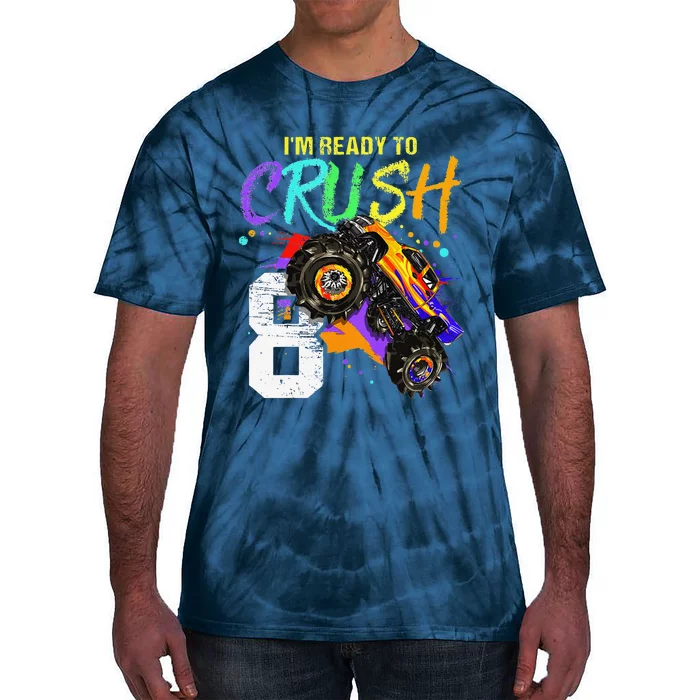 8 Year Old Monster Truck 8th Birthday Gift Tie-Dye T-Shirt