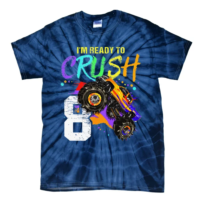 8 Year Old Monster Truck 8th Birthday Gift Tie-Dye T-Shirt