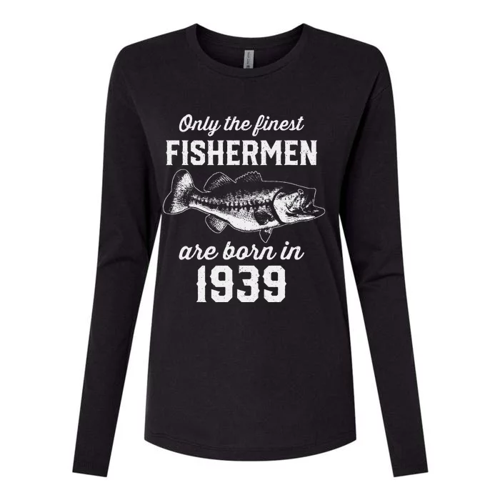 84 Year Old Fisherman Fishing 1939 84th Birthday Womens Cotton Relaxed Long Sleeve T-Shirt