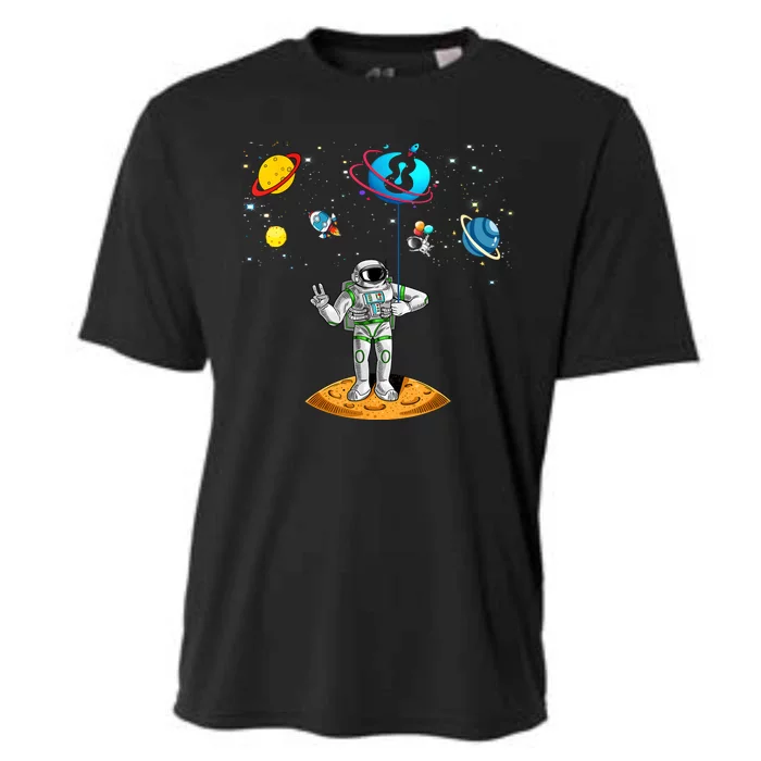 8 Years Old Birthday Boy 8th Space Planets Astronaut Gift Cooling Performance Crew T-Shirt