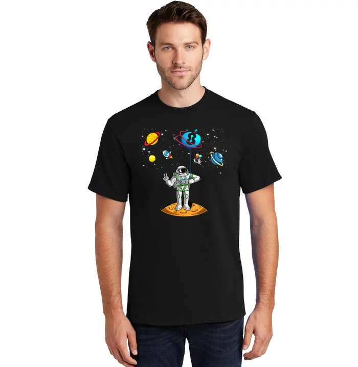 8 Years Old Birthday Boy 8th Space Planets Astronaut Gift Tall T-Shirt