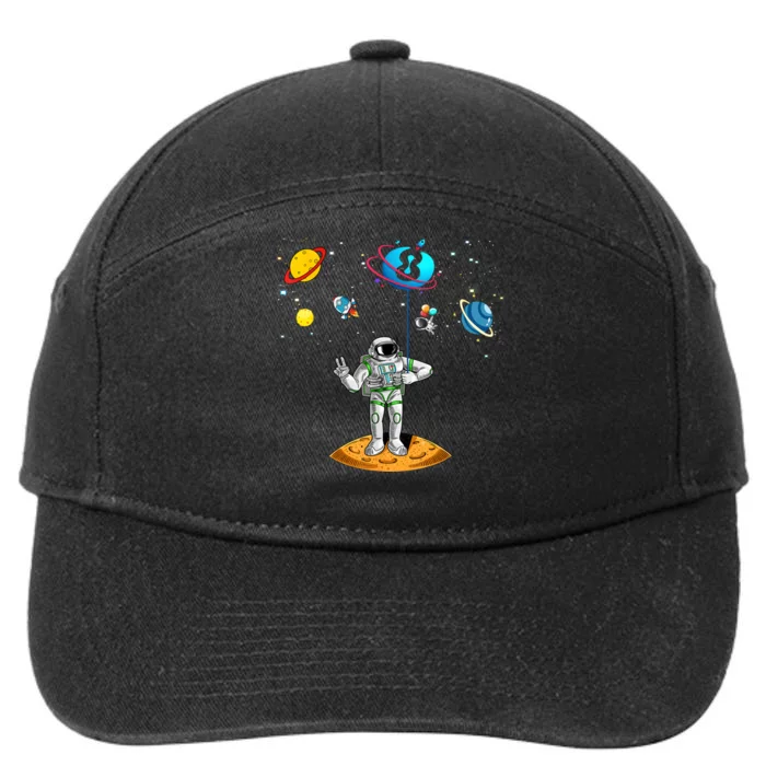 8 Years Old Birthday Boy 8th Space Planets Astronaut Gift 7-Panel Snapback Hat