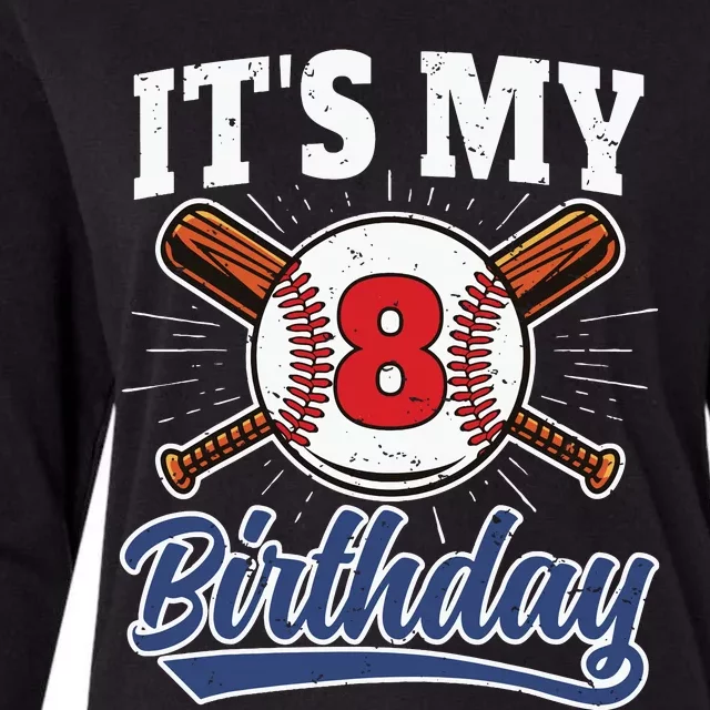 8 Years Old Baseball Player 8th Birthday Party Womens Cotton Relaxed Long Sleeve T-Shirt