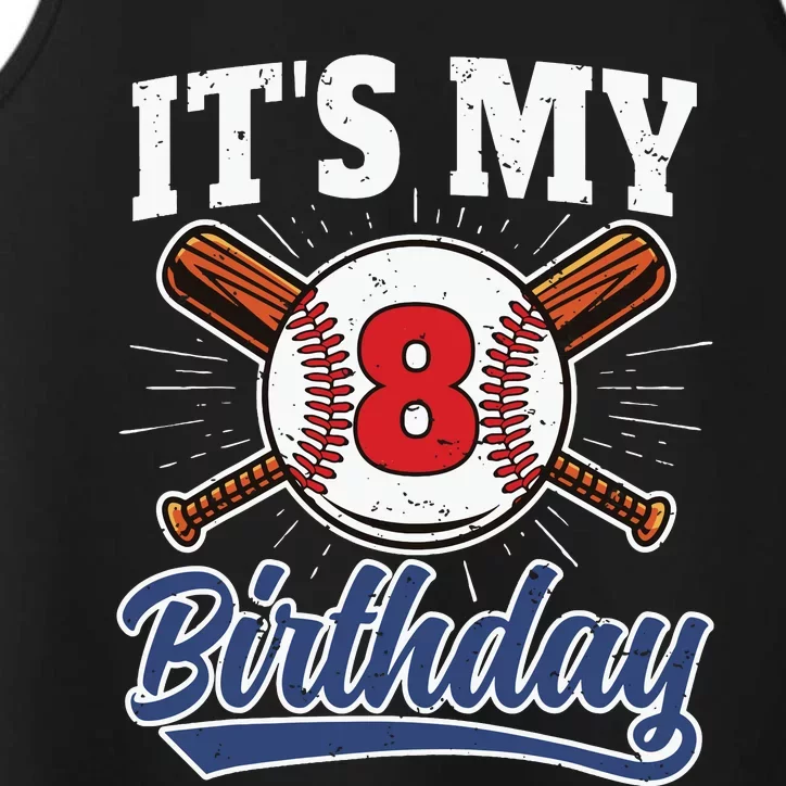 8 Years Old Baseball Player 8th Birthday Party Performance Tank