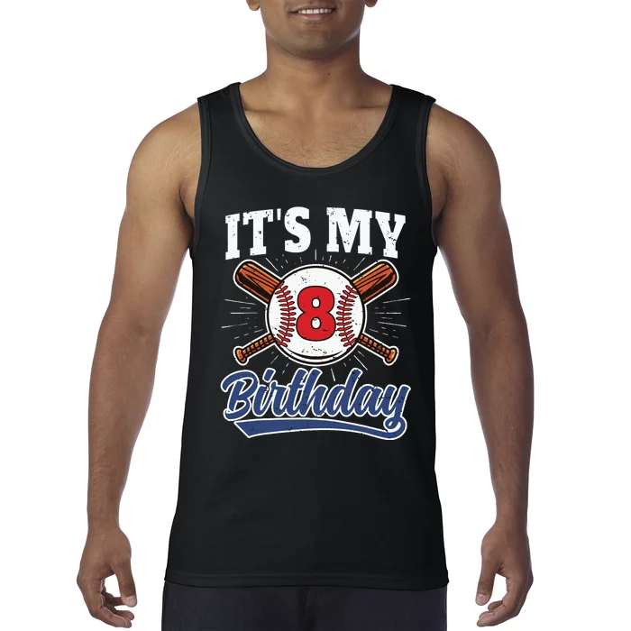 8 Years Old Baseball Player 8th Birthday Party Tank Top