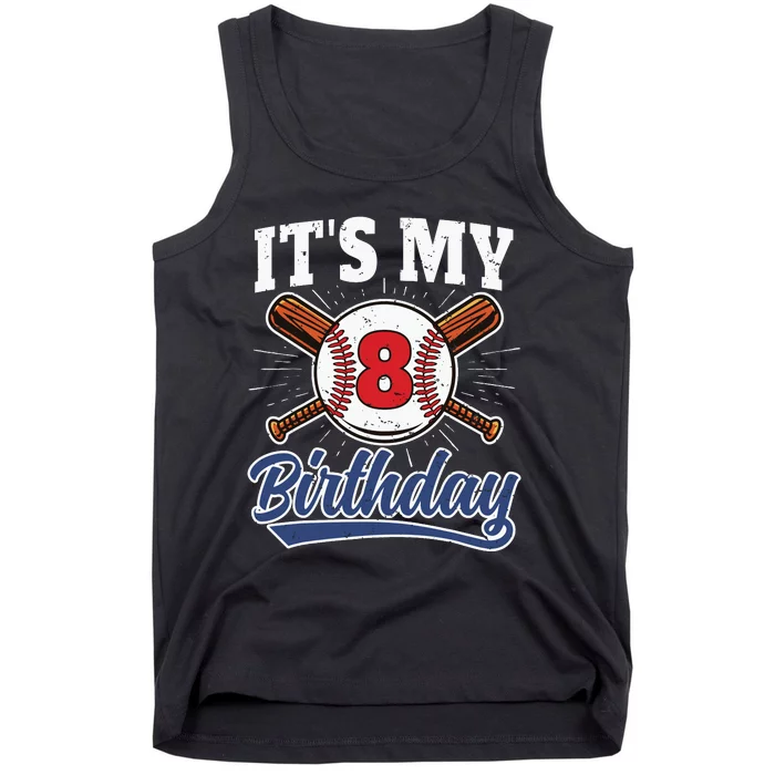 8 Years Old Baseball Player 8th Birthday Party Tank Top