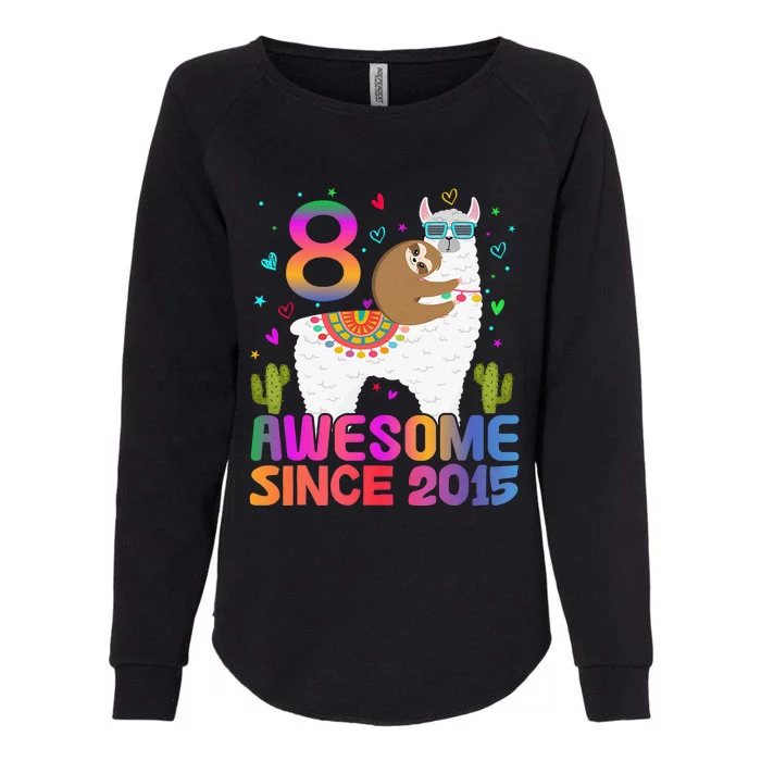 8 Year Old Awesome Since 2015 8th Birthday Teens Girls Womens California Wash Sweatshirt