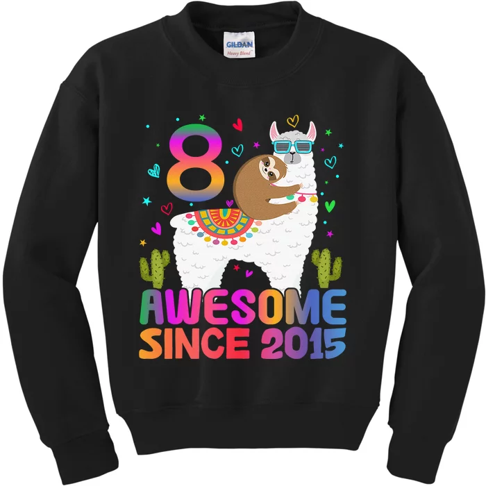 8 Year Old Awesome Since 2015 8th Birthday Teens Girls Kids Sweatshirt