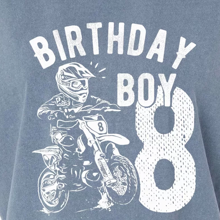 8 Years Old Birthday Boy Dirt Bike Motorcycle Garment-Dyed Women's Muscle Tee