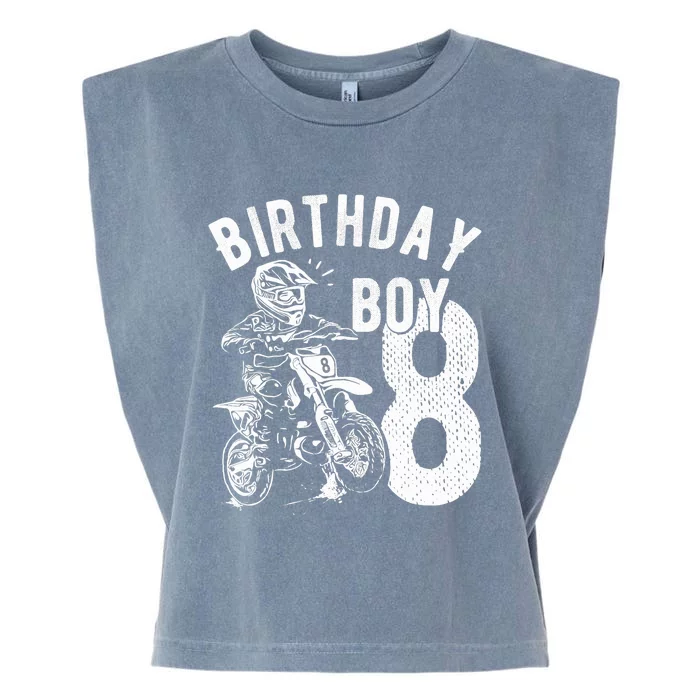 8 Years Old Birthday Boy Dirt Bike Motorcycle Garment-Dyed Women's Muscle Tee