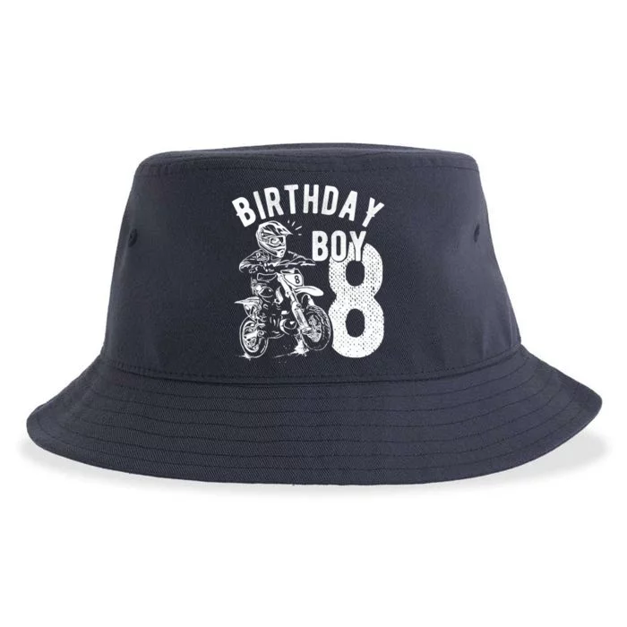 8 Years Old Birthday Boy Dirt Bike Motorcycle Sustainable Bucket Hat