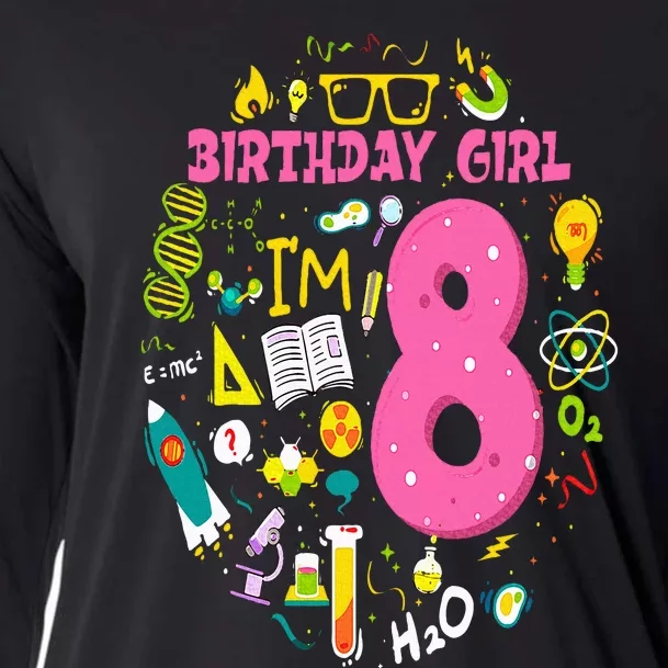 8 Year Old Girl Scientist 8th Birthday Science Cooling Performance Long Sleeve Crew