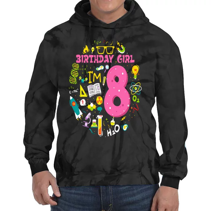 8 Year Old Girl Scientist 8th Birthday Science Tie Dye Hoodie