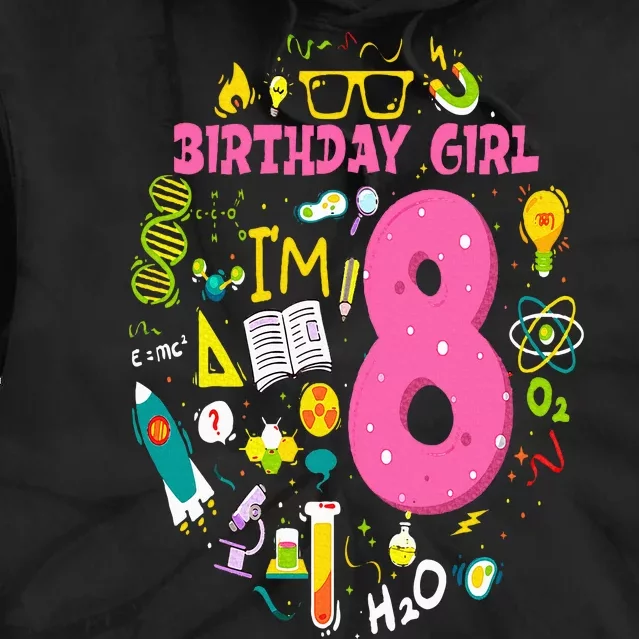 8 Year Old Girl Scientist 8th Birthday Science Tie Dye Hoodie