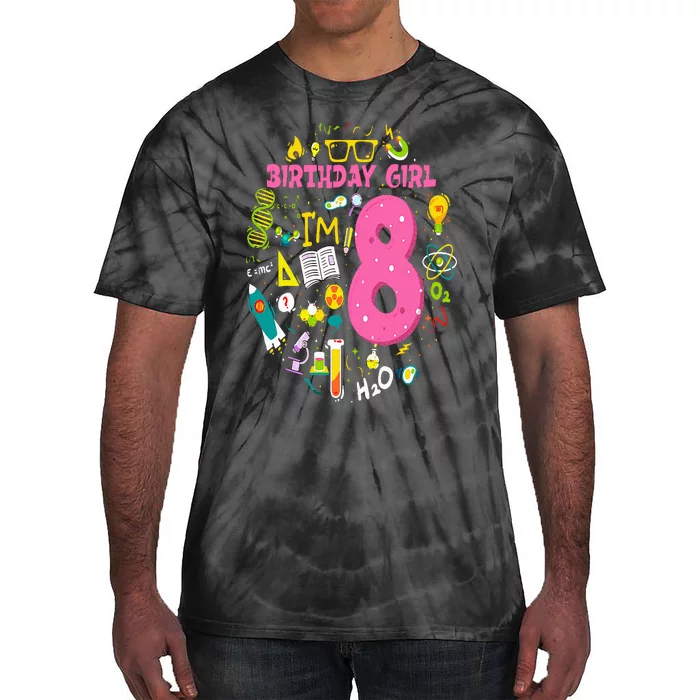 8 Year Old Girl Scientist 8th Birthday Science Tie-Dye T-Shirt