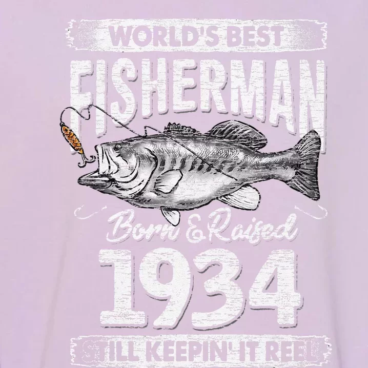 87 Years Old Fisherman Born In 1934 Fisherman 87th Birthday Garment-Dyed Sweatshirt