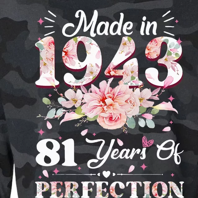 81 Year Old Made In 1943 Floral 81st Birthday Gifts Cropped Pullover Crew