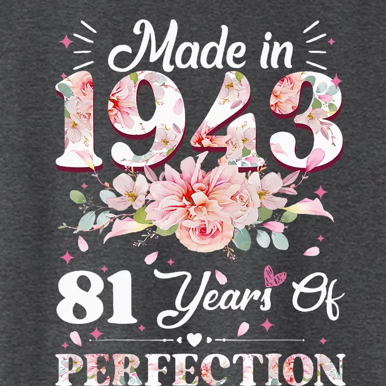 81 Year Old Made In 1943 Floral 81st Birthday Gifts Women's Crop Top Tee