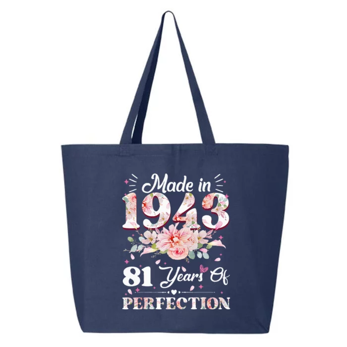 81 Year Old Made In 1943 Floral 81st Birthday Gifts 25L Jumbo Tote