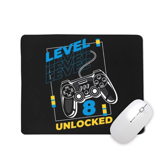 8 Year Old Gamer Gaming 8th Birthday Level 8 Unlocked Mousepad