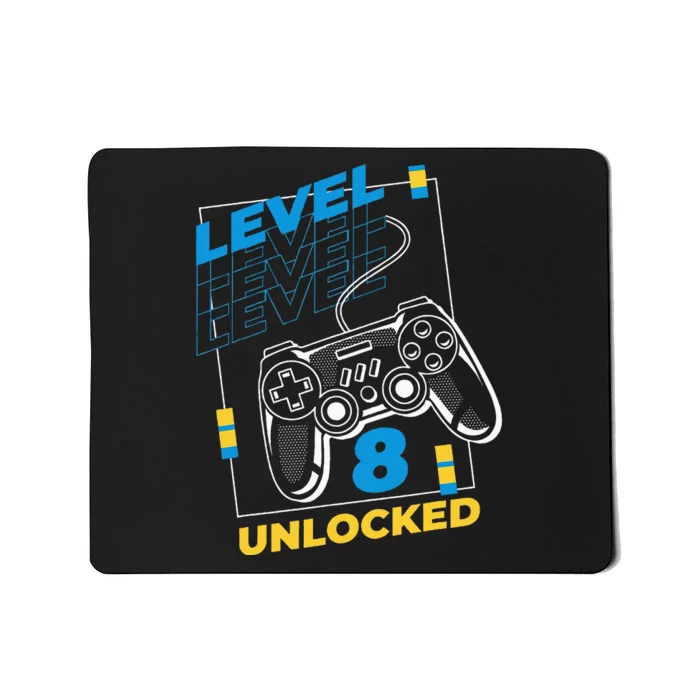 8 Year Old Gamer Gaming 8th Birthday Level 8 Unlocked Mousepad