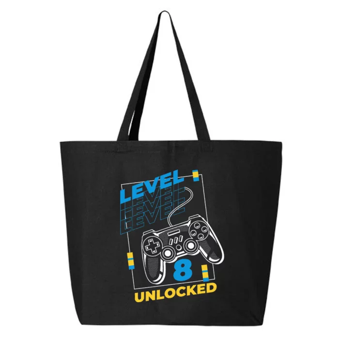 8 Year Old Gamer Gaming 8th Birthday Level 8 Unlocked 25L Jumbo Tote