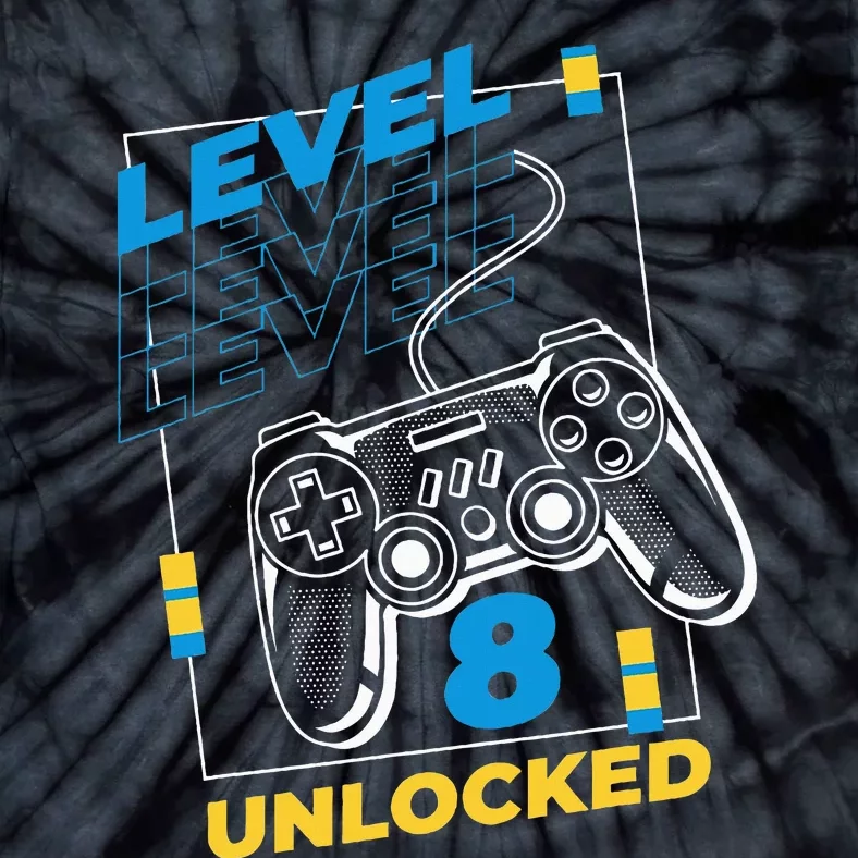 8 Year Old Gamer Gaming 8th Birthday Level 8 Unlocked Tie-Dye T-Shirt