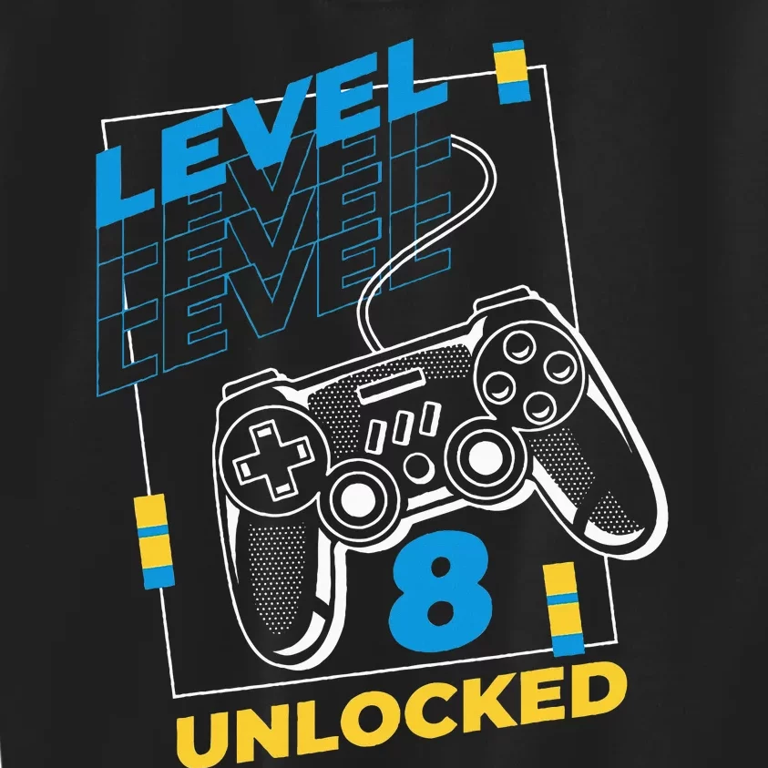 8 Year Old Gamer Gaming 8th Birthday Level 8 Unlocked Kids Sweatshirt