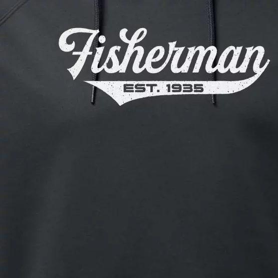 88 Year Old Fisherman Fishing 1935 88th Birthday Gift Performance Fleece Hoodie