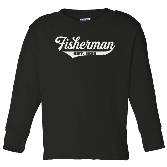 88 Year Old Fisherman Fishing 1935 88th Birthday Gift Toddler Long Sleeve Shirt