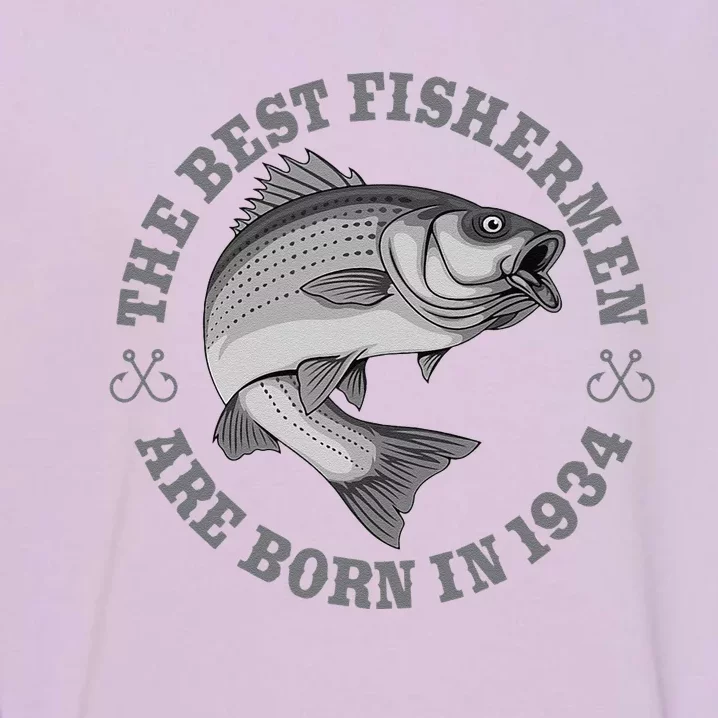 89 Year Old Fisherman Fishing 1934 89th Birthday Gift Garment-Dyed Sweatshirt