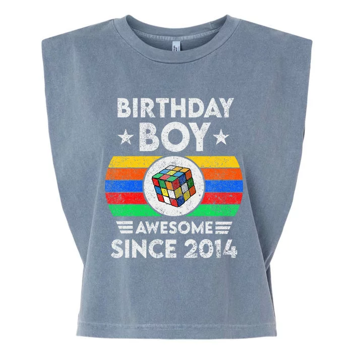 8 Years Old Awesome Since 2014 Birthday Speed Cubing Garment-Dyed Women's Muscle Tee