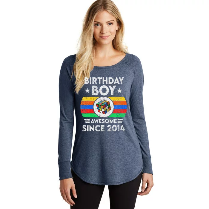 8 Years Old Awesome Since 2014 Birthday Speed Cubing Women's Perfect Tri Tunic Long Sleeve Shirt