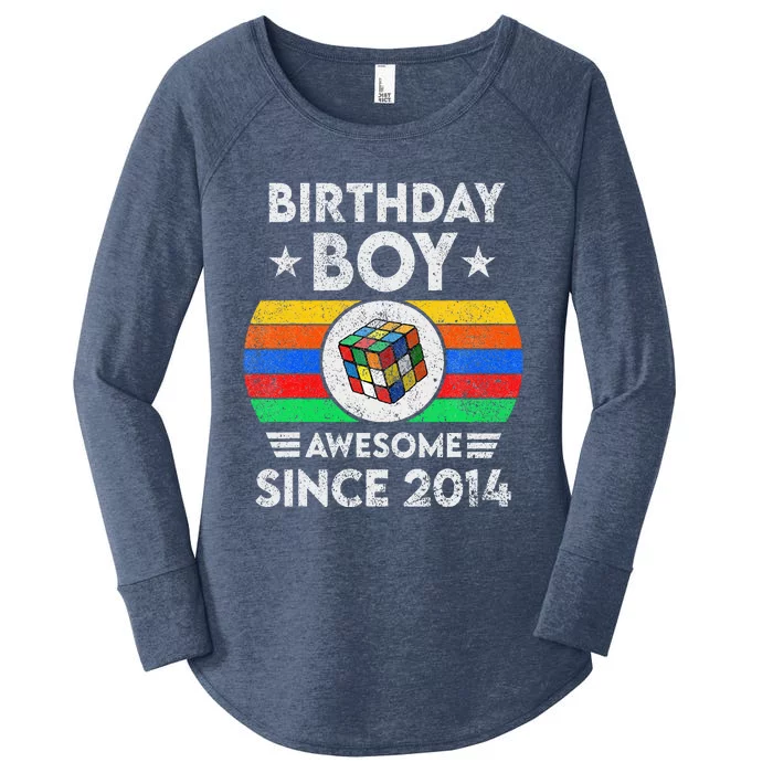 8 Years Old Awesome Since 2014 Birthday Speed Cubing Women's Perfect Tri Tunic Long Sleeve Shirt