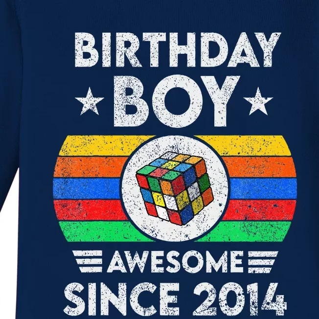 8 Years Old Awesome Since 2014 Birthday Speed Cubing Baby Long Sleeve Bodysuit