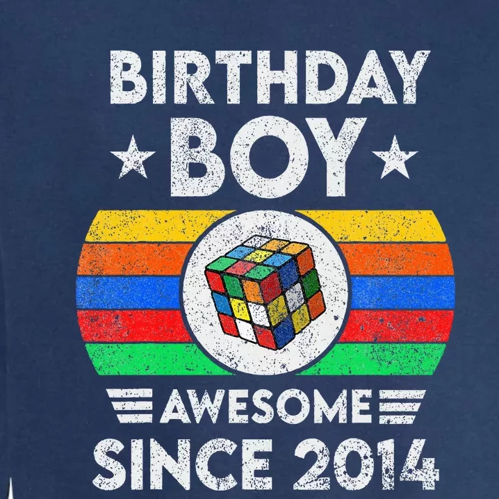 8 Years Old Awesome Since 2014 Birthday Speed Cubing Garment-Dyed Sweatshirt