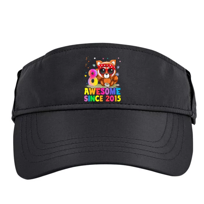 8 Years Old 8th Birthday Red Panda Awesome Since 2015 Adult Drive Performance Visor