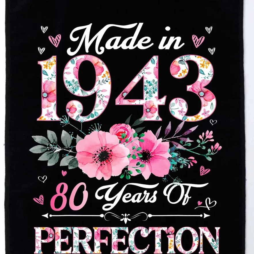 80 Years Old Made In 1943 Floral 80th Birthday Gifts Platinum Collection Golf Towel