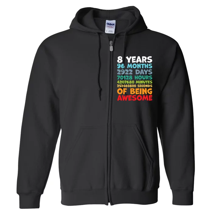 8 Year Old Bday Decorations Son Boy 8yr 8th Birthday Full Zip Hoodie