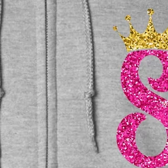 8 Year Old Gifts 8th Birthday Golden Crown Party Full Zip Hoodie