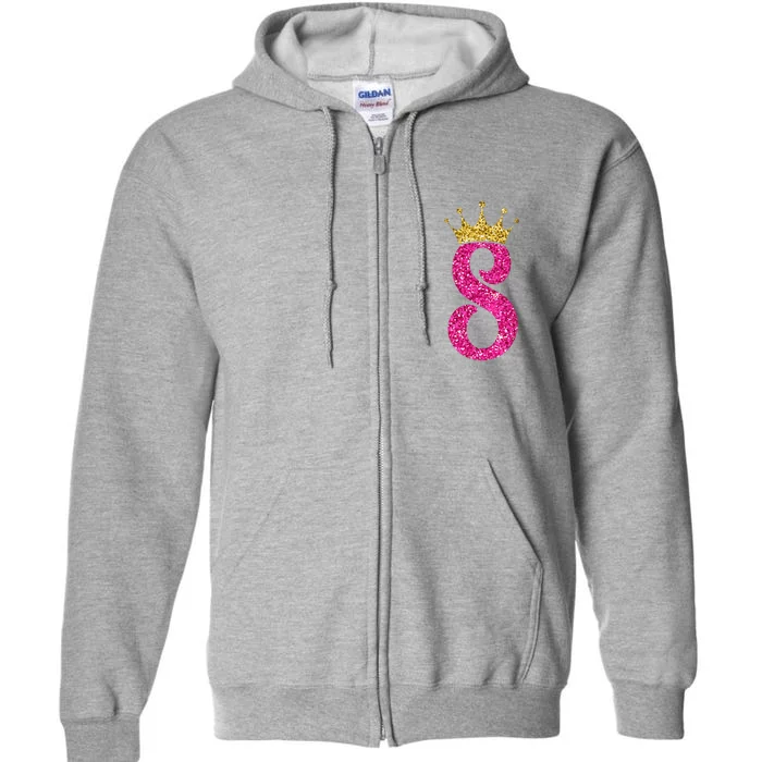 8 Year Old Gifts 8th Birthday Golden Crown Party Full Zip Hoodie