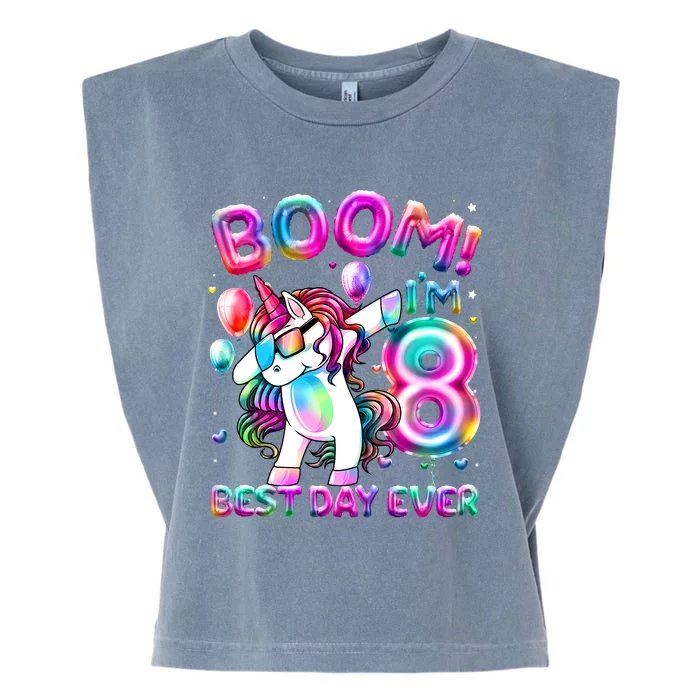 8 Years Old Dabbing Unicorn Gifts 8th Birthday Party Garment-Dyed Women's Muscle Tee