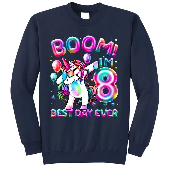 8 Years Old Dabbing Unicorn Gifts 8th Birthday Party Tall Sweatshirt