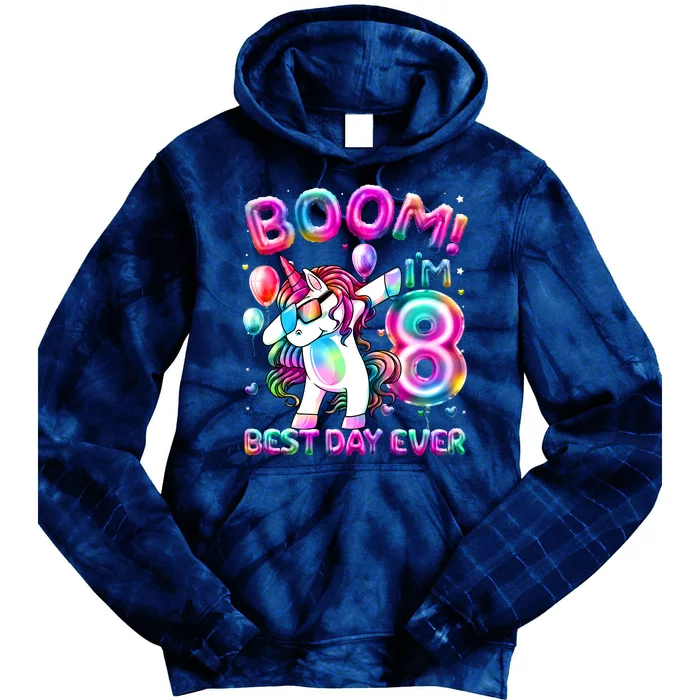 8 Years Old Dabbing Unicorn Gifts 8th Birthday Party Tie Dye Hoodie