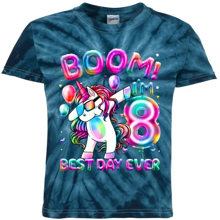 8 Years Old Dabbing Unicorn Gifts 8th Birthday Party Kids Tie-Dye T-Shirt