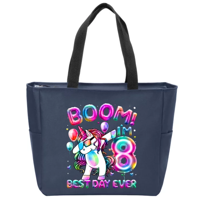 8 Years Old Dabbing Unicorn Gifts 8th Birthday Party Zip Tote Bag