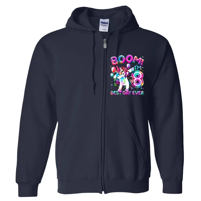 8 Years Old Dabbing Unicorn Gifts 8th Birthday Party Full Zip Hoodie